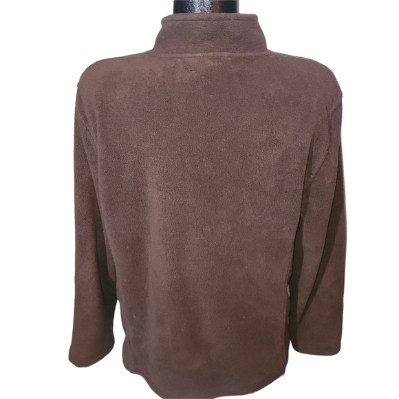 Northern Reflections 90's Brown Leaf Embroidered Fleece Zip Up Jacket L - Picture 6 of 7